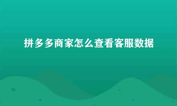 拼多多商家怎么查看客服数据