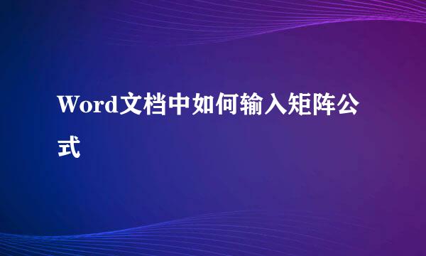 Word文档中如何输入矩阵公式