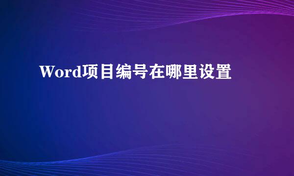 Word项目编号在哪里设置