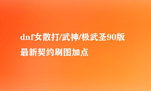 dnf女散打/武神/极武圣90版最新契约刷图加点