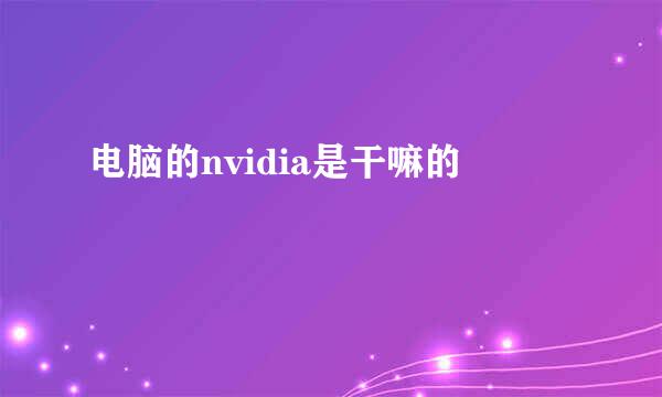 电脑的nvidia是干嘛的