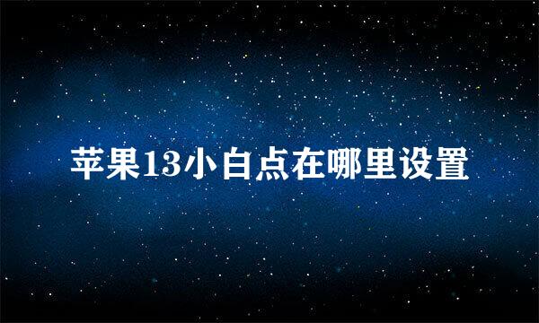 苹果13小白点在哪里设置