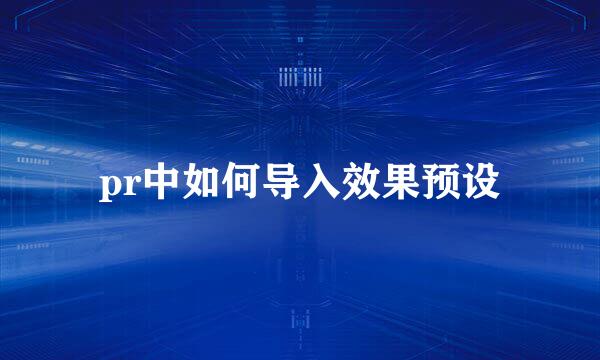 pr中如何导入效果预设