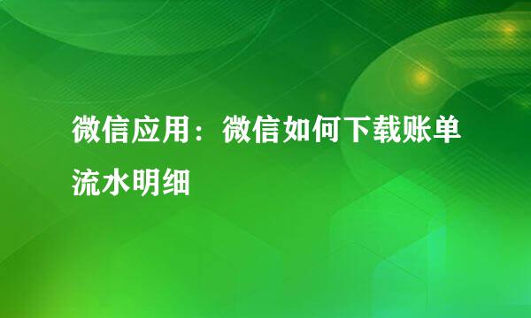 微信应用：微信如何下载账单流水明细