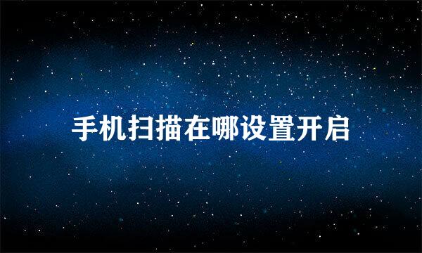 手机扫描在哪设置开启