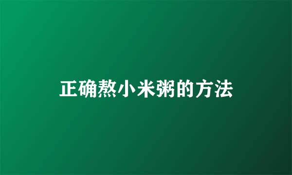 正确熬小米粥的方法
