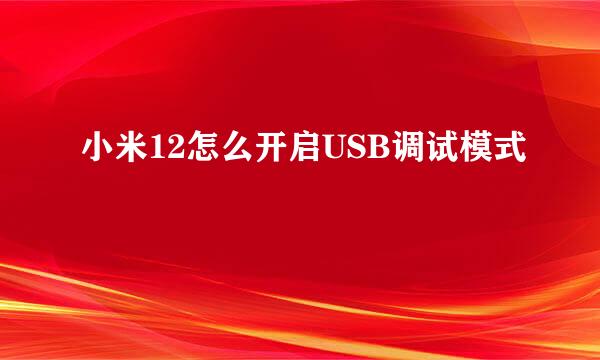 小米12怎么开启USB调试模式