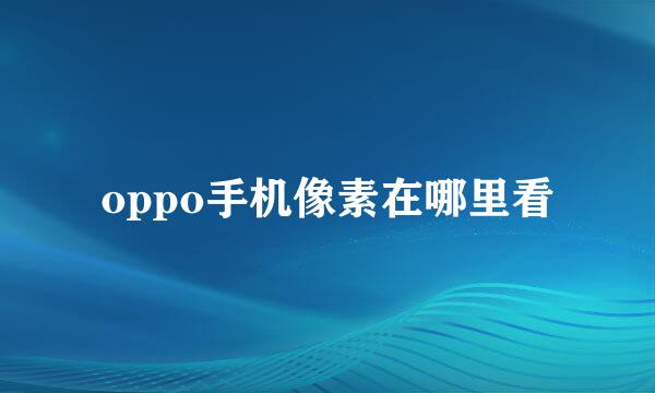 oppo手机像素在哪里看