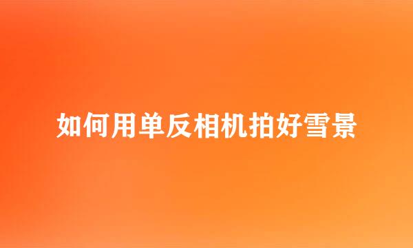 如何用单反相机拍好雪景