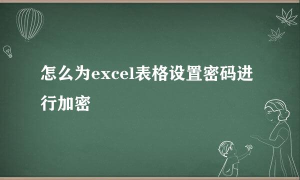怎么为excel表格设置密码进行加密