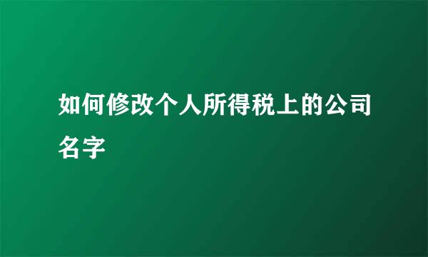 如何修改个人所得税上的公司名字