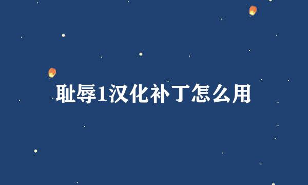 耻辱1汉化补丁怎么用