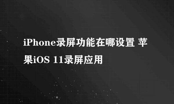 iPhone录屏功能在哪设置 苹果iOS 11录屏应用