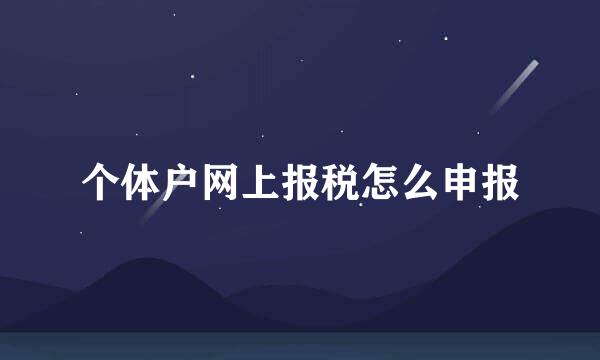 个体户网上报税怎么申报
