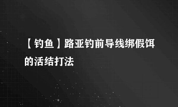 【钓鱼】路亚钓前导线绑假饵的活结打法
