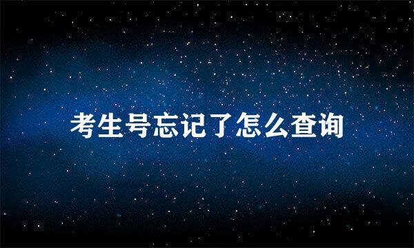 考生号忘记了怎么查询