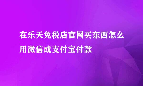 在乐天免税店官网买东西怎么用微信或支付宝付款
