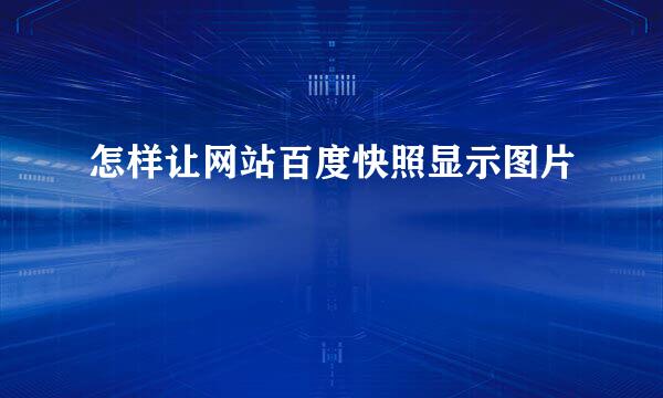 怎样让网站百度快照显示图片