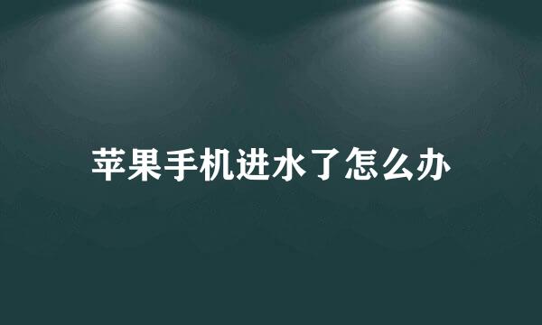 苹果手机进水了怎么办