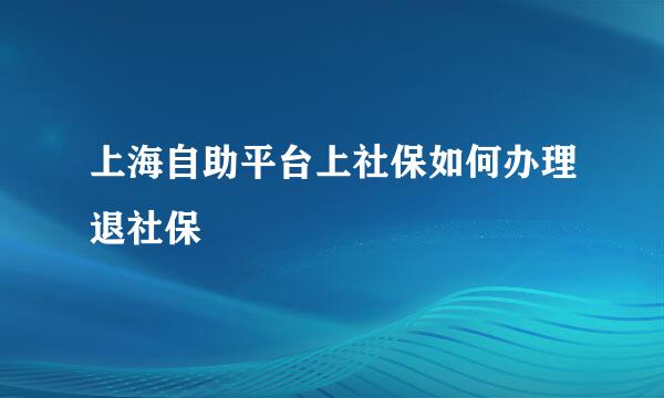 上海自助平台上社保如何办理退社保