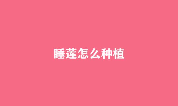 睡莲怎么种植
