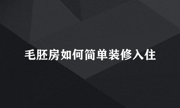 毛胚房如何简单装修入住