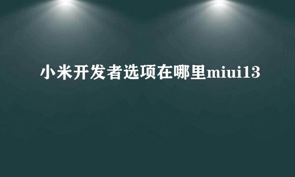 小米开发者选项在哪里miui13