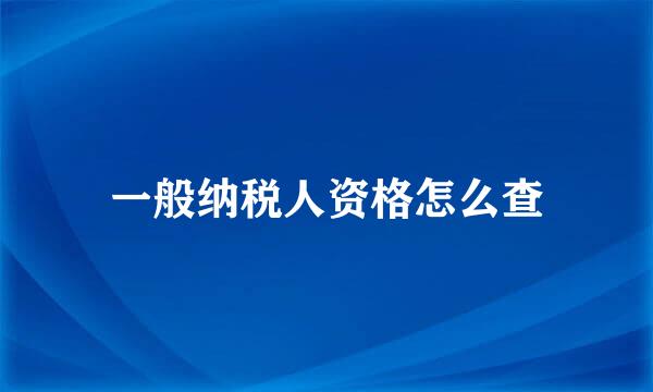 一般纳税人资格怎么查