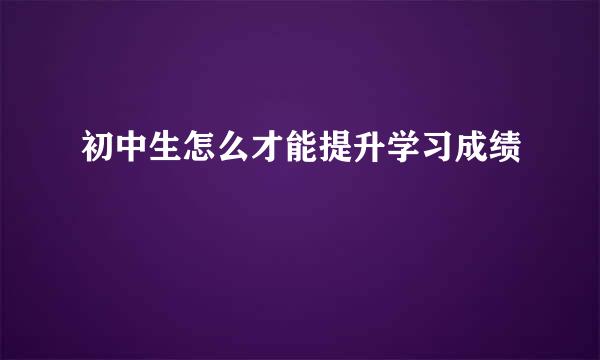 初中生怎么才能提升学习成绩