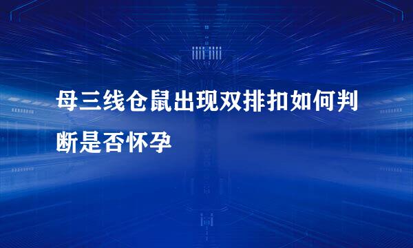 母三线仓鼠出现双排扣如何判断是否怀孕