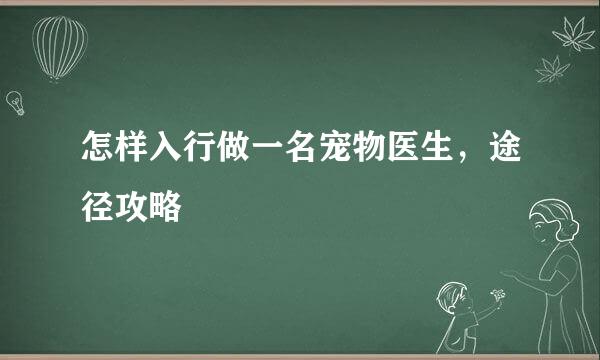 怎样入行做一名宠物医生，途径攻略