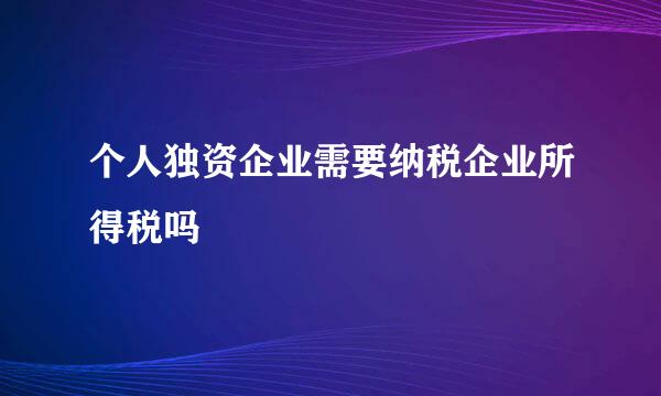 个人独资企业需要纳税企业所得税吗