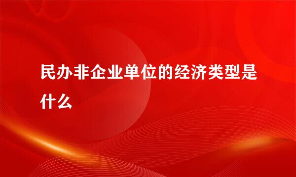 民办非企业单位的经济类型是什么