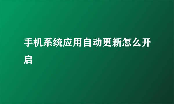 手机系统应用自动更新怎么开启