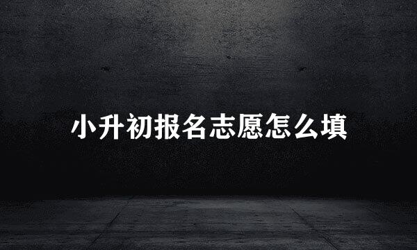 小升初报名志愿怎么填