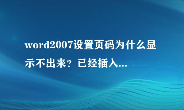 word2007设置页码为什么显示不出来？已经插入页码了，就是显示不出来