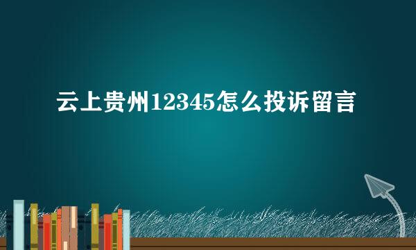 云上贵州12345怎么投诉留言