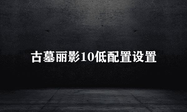 古墓丽影10低配置设置