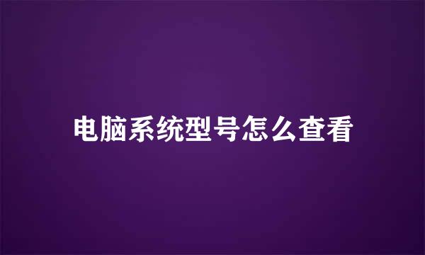 电脑系统型号怎么查看
