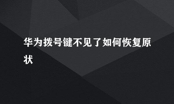 华为拨号键不见了如何恢复原状