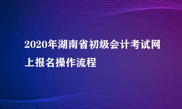 2020年湖南省初级会计考试网上报名操作流程
