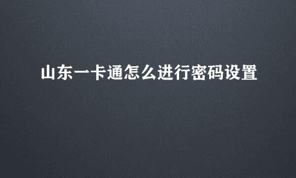 山东一卡通怎么进行密码设置