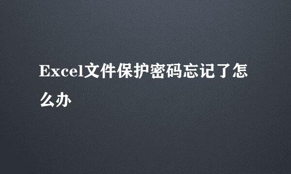 Excel文件保护密码忘记了怎么办
