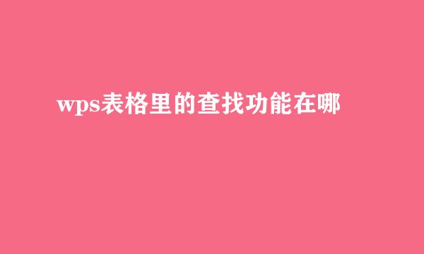 wps表格里的查找功能在哪