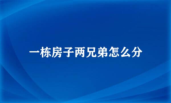一栋房子两兄弟怎么分