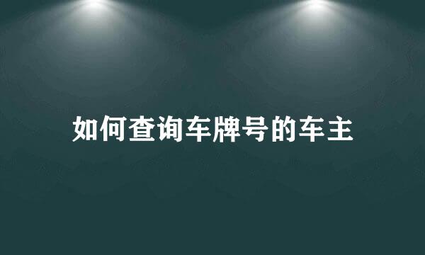 如何查询车牌号的车主