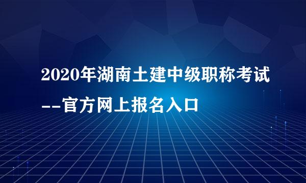 2020年湖南土建中级职称考试--官方网上报名入口