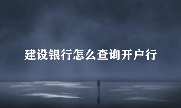 建设银行怎么查询开户行