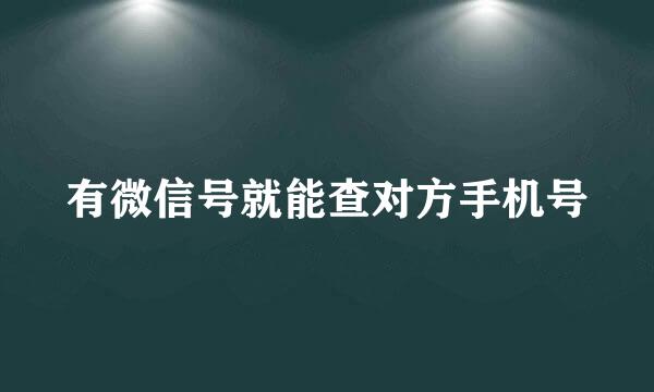 有微信号就能查对方手机号