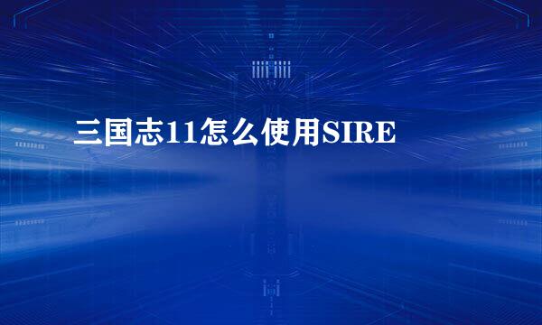 三国志11怎么使用SIRE